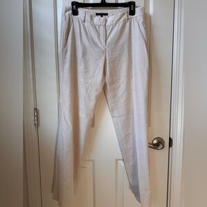 Theory Beige Neutral Linen-Virgin Wool blend straight leg pants size 10